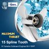 13 1/4 x 17 Stainless Steel Boat Propeller Compatible with Yamaha Engines Outboard Motors 60/70/75/80/85/90/100/115 HP Reference 6E5-45945-01-EL,15 Tooth, RH view 2