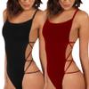 discountstore145 Sexy Strappy Backless Women Solid Color Monokini One-Piece Swimwear Bodysuit - Black L view 3