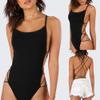 discountstore145 Sexy Strappy Backless Women Solid Color Monokini One-Piece Swimwear Bodysuit - Black L view 4