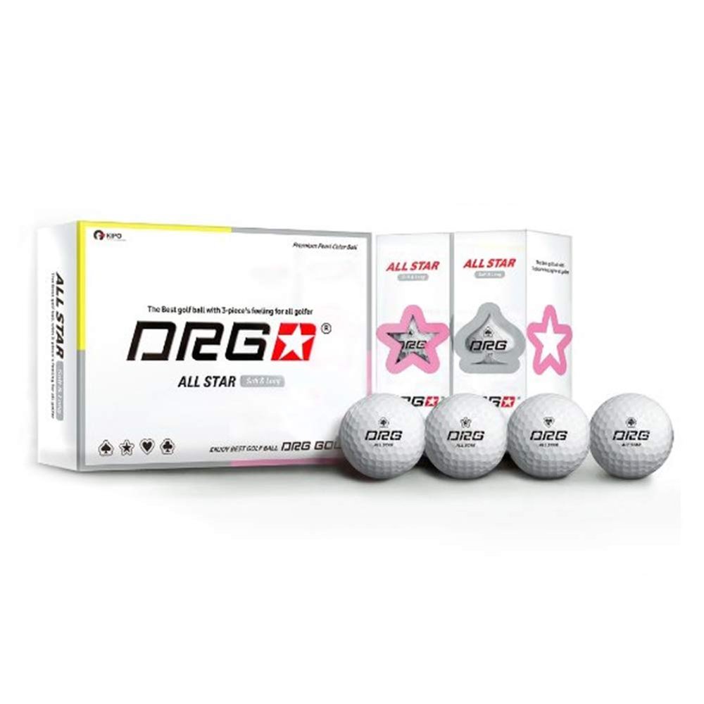 nobrand DRG All Star Golf Ball (Fluorescent) 1 Dozen Soft Feel Distance 2-Piece Premium White Yellow Pink Colors (White)
