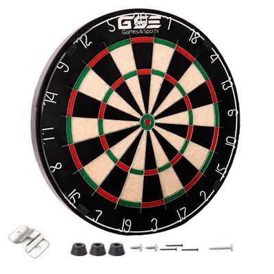 GSE Games & Sports Expert 18" Professional Tournament Official Bristle Dartboard with 100% Staple-Free Bullseye & Ultra-Thin Razor Wire Spider. AAA Grade Africa Self-Healing Sisal Fibers