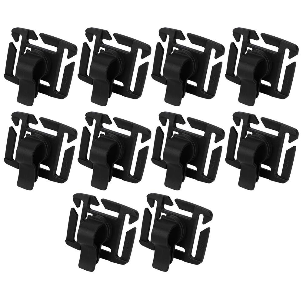 10 Pcs Tube Clip, 360-Degree Rotatable Hydration Tube Clips Water Tube Clip for Camping Hiking Outdoor Backpack Buckle Backpack Accessories(Black)