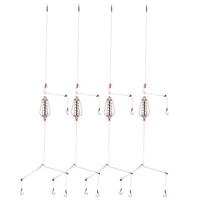 4Pcs Fishing Feeder Bait Cage, Fishing Lure Trap Basket Feeder Holder with Hooks Fish Tackle Accessories(30g)