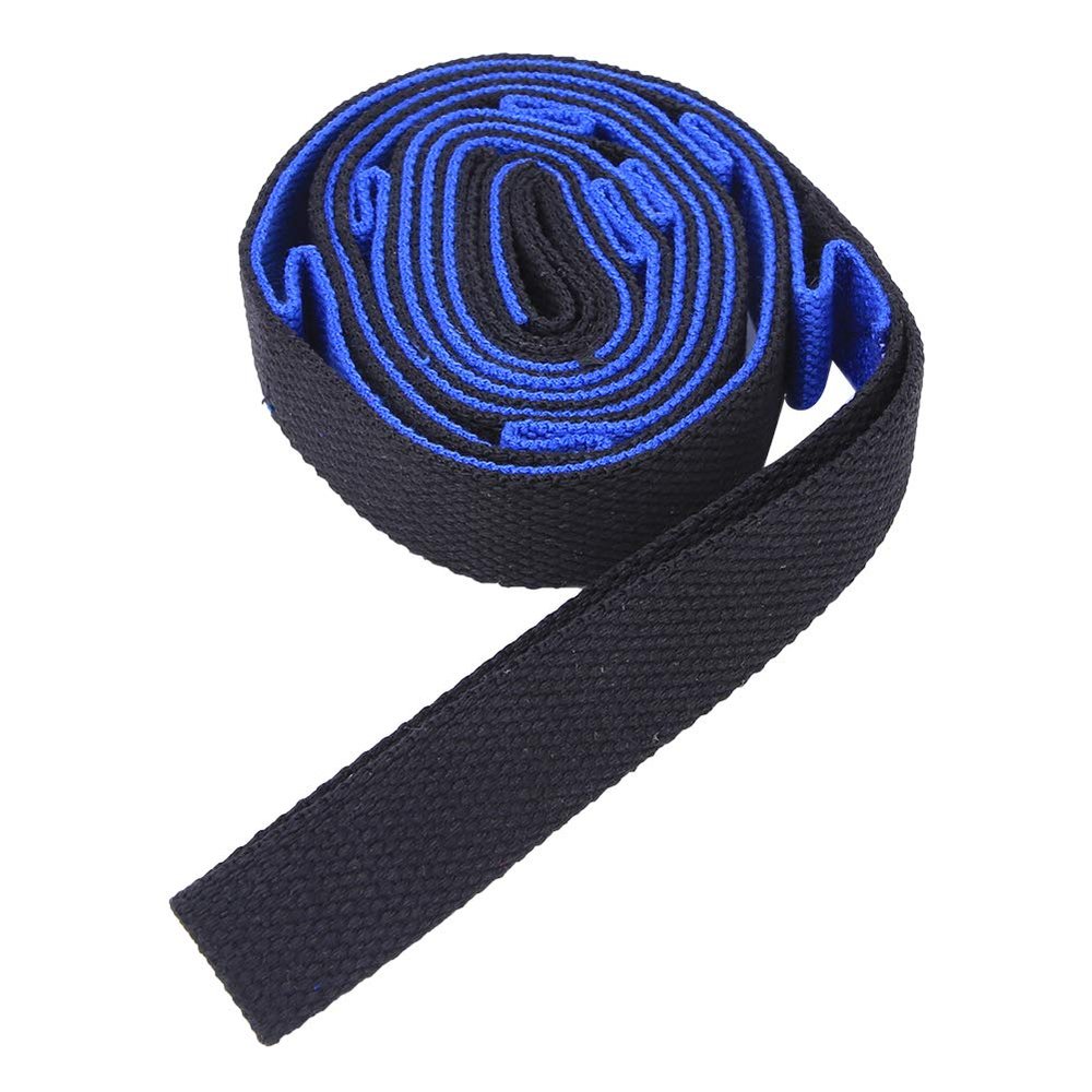 2m Yoga Stretch Belt, Exercise Band Long Elastic Flat Band Yoga Flexibility Leg Training Bands Strap for Exercise Fitness(Blue + Black)
