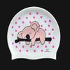 BONDYUEN Swim Cap Fit Kids Boys Girls Men Women with Short or Medium Hair Fun Cute Design Patterns Silicone Swimming Caps (White/Pink) view 2