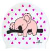 BONDYUEN Swim Cap Fit Kids Boys Girls Men Women with Short or Medium Hair Fun Cute Design Patterns Silicone Swimming Caps (White/Pink) view 4