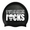 BONDYUEN Swim Cap Fit Kids Boys Girls Men Women with Short or Medium Hair Fun Cute Design Patterns Silicone Swimming Caps (Black) view 3