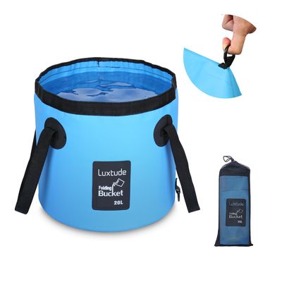Luxtude Collapsible Bucket with Handle, Portable 5 Gallon Bucket for Camping, Fishing, Beach, Gardening, RV & Outdoor Emergency, Heavy-Duty & Ultra Lightweight Water Storage Container