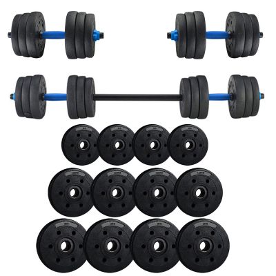 Adjustable Dumbbell Barbell Weight Pair, Free Weights 2-in-1 Set, Non-Slip Neoprene Hand, All-Purpose, Home, Gym, Office - [44LB US in Stock]