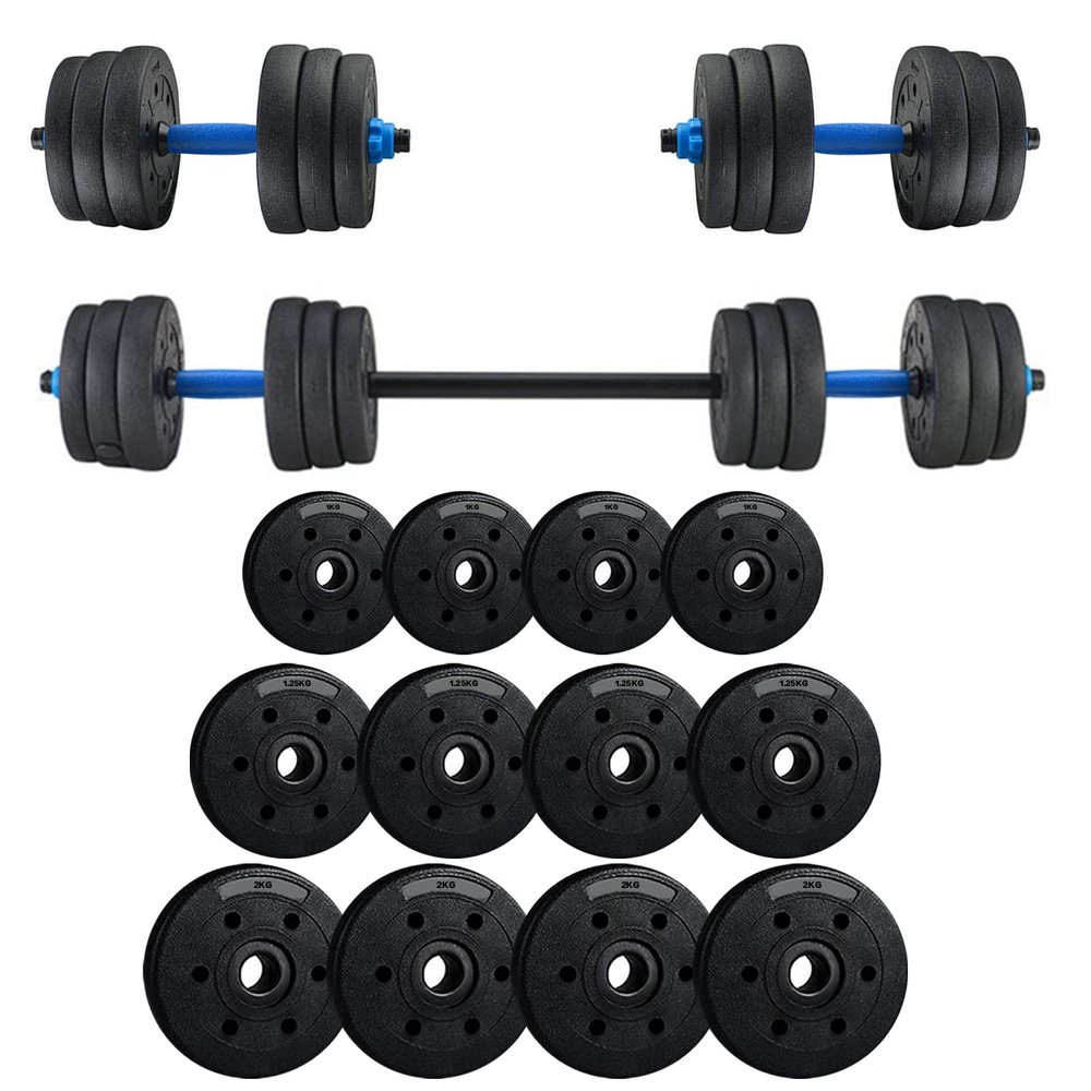 Adjustable Dumbbell Barbell Weight Pair, Free Weights 2-in-1 Set, Non-Slip Neoprene Hand, All-Purpose, Home, Gym, Office - [44LB US in Stock]