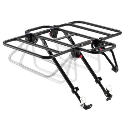 Vincita Expandable Bike Front Rack Wide Pizza Rack Flatbed Platform with Foldable Wings Fits 26" to 29" Wheels Alloy Cargo Carrier for Commuting, Grocery & Touring (Black)