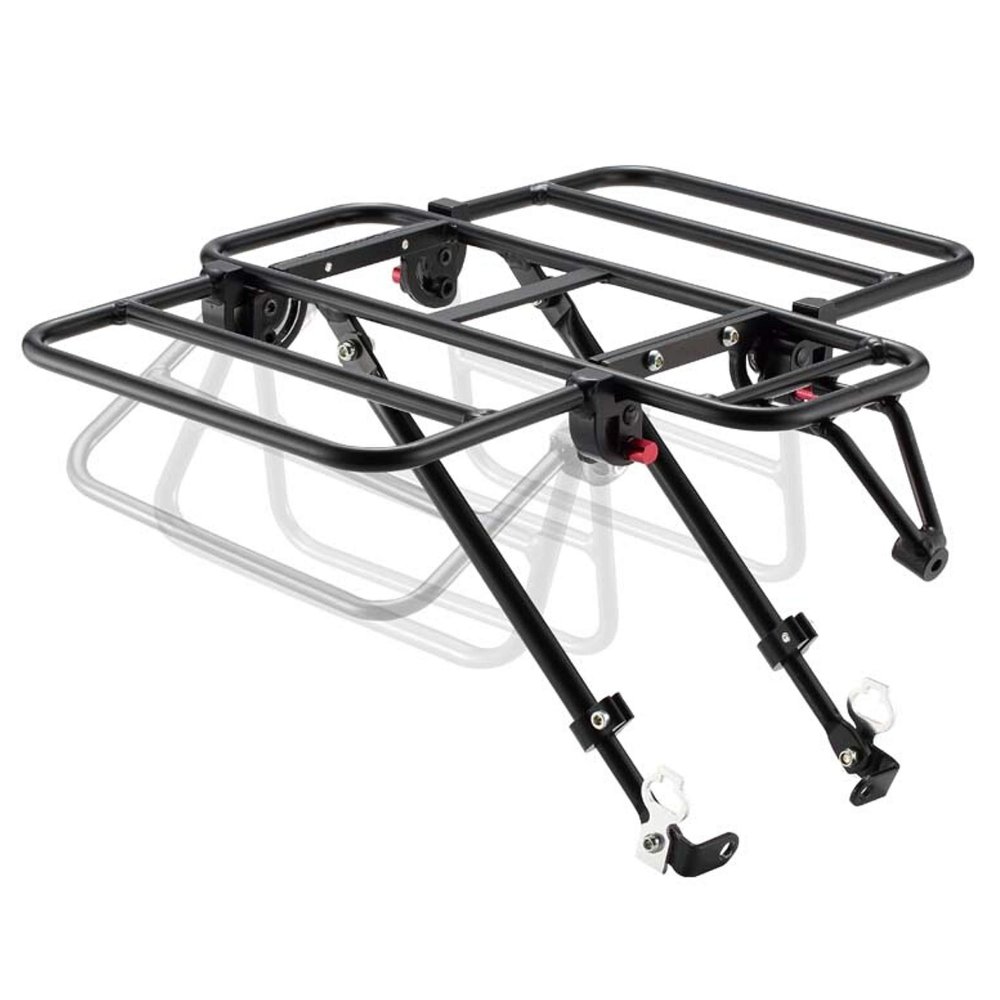 Vincita Expandable Bike Front Rack  Wide Pizza Rack Flatbed Platform with Foldable Wings  Fits 26" to 29" Wheels  Alloy Cargo Carrier for Commuting, Grocery & Touring (Black)
