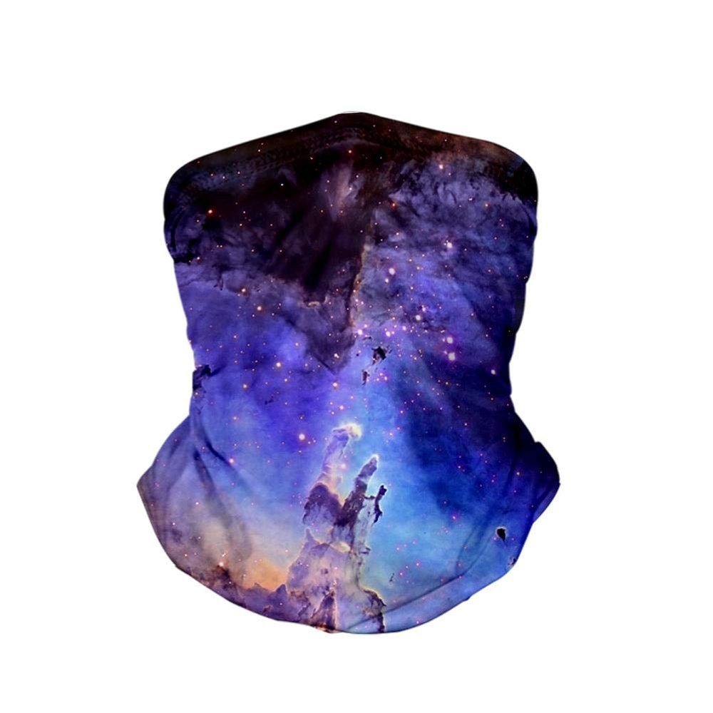IBAKOM Unisex Face Scarf Bandana Galaxy Balaclava Wide Seamless Rave Neck Gaiters Sports Tube Headwear Multifunctional UV Windproof Sunscreen Headwrap for Dust Mask Starry sky Purple One Size