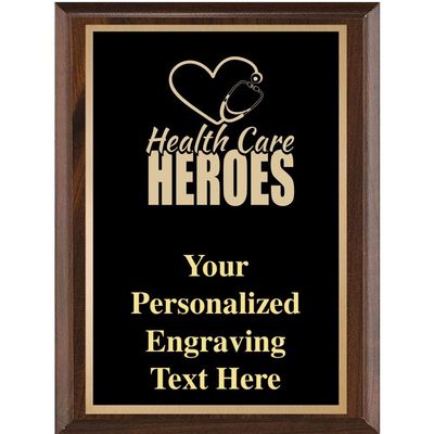 Crown Awards Health Care Heroes Classic Wood Plaques, 7 x 9 Custom Engraved Health Care Heroes Trophy Plaque Award Prime