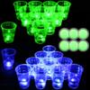 Glow in The Dark Beer Pong Set,Light up Beer Pong Cups for Indoor Outdoor Nighttime Competitive Fun,22 Glowing Cups(11 Green &11 Blue), 6 Glowing Balls, Waterproof- Party Game view 1