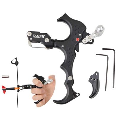 ZSHJGJR Archery Compound Bow Release Thumb Trigger 360Rotation Clamp Thumb Bow Release Aids 3/4 Finger Grip for Left Right Hand