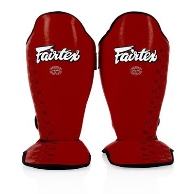 Fairtex SP5 Muay Thai Shin Guards for Men, Women, Kids | Shinguards are Premium, Lightweight & Durable | Extended Protection to Avoid shin splints During Training or Sparring - XSmall,Red