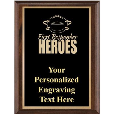 Crown Awards First Responder Heroes Classic Wood Plaques, 7 x 9 Custom Engraved First Responder Heroes Trophy Plaque Award Prime