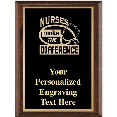 Crown Awards Nurses Make A Difference Classic Wood Plaques, 7 x 9 Custom Engraved Nursing Trophy Plaque Award Prime