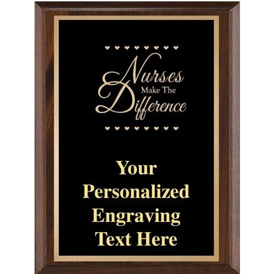 Crown Awards Nurses Make A Difference Classic Wood Plaques, 7 x 9 Custom Engraved Nurses Trophy Plaque Award Prime