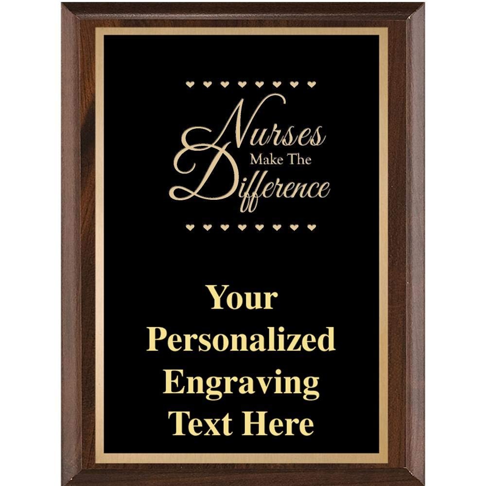 Crown Awards Nurses Make A Difference Classic Wood Plaques, 7 x 9 Custom Engraved Nurses Trophy Plaque Award Prime