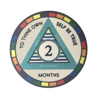 MYRECOVERYSTORE WY2 Rainbow AA Monthly Sobriety Chip (1-11) (Month 2) 2 month AA Sobriety Chip