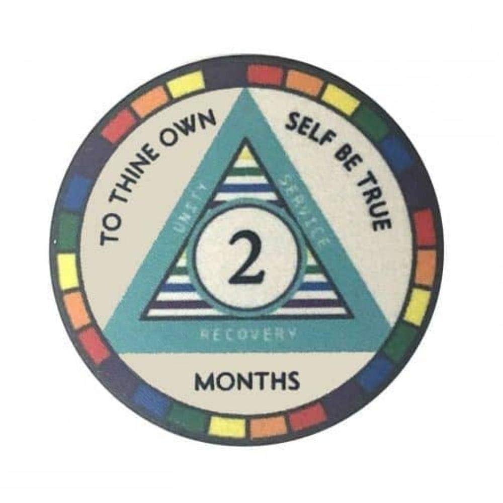 MYRECOVERYSTORE WY2 Rainbow AA Monthly Sobriety Chip (1-11) (Month 2) 2 month AA Sobriety Chip