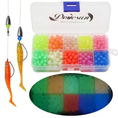 Dovesun Fishing Beads - Glow in Dark, Colorful Floating Beads for Saltwater Fishing Rigs - 10 Colors, 6mm/0.24in (600pcs)