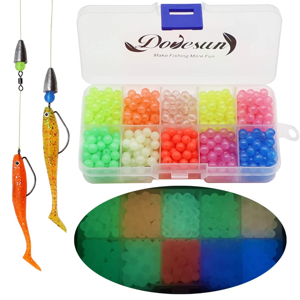 Dovesun Fishing Beads - Glow in Dark, Colorful Floating Beads for Saltwater Fishing Rigs - 10 Colors, 6mm/0.24in (600pcs)