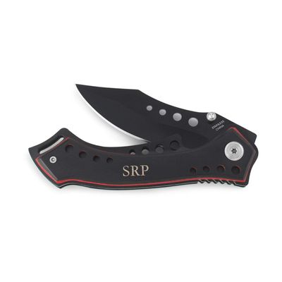 WEDDINGSTAR Custom Engraved Black Stainless Steel Pocket Knife Personalized Gift - Monogram Engraving