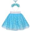 Girls Skirt Blue Sequins Mermaid Headband Tutu Dancing Size 9-10 view 1
