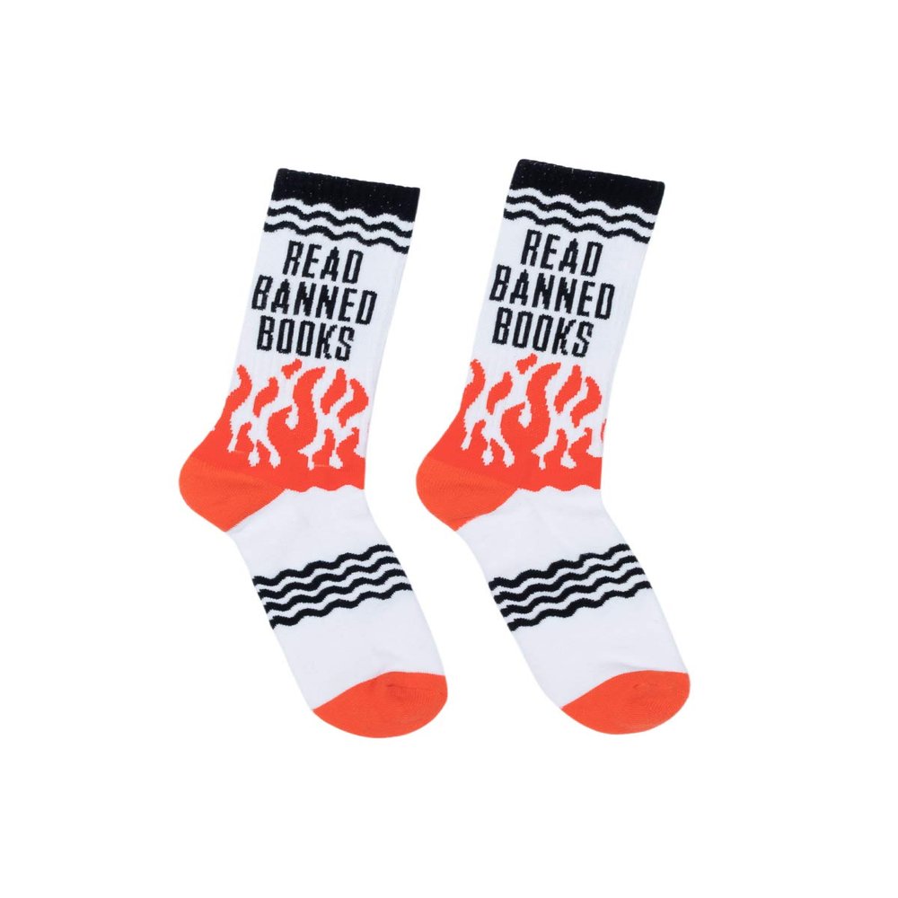 Out of Print Read Banned Books Socks Unisex Large