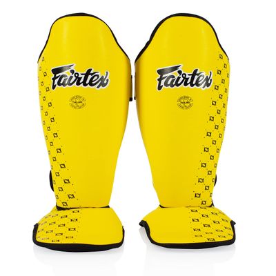 Fairtex SP5 Muay Thai Shin Guards for Men, Women, Kids | Shinguards are Premium, Lightweight & Durable | Extended Protection to Avoid shin splints During Training or Sparring - XSmall,Yellow