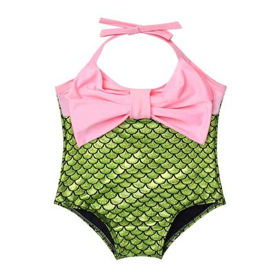 Agoky Infant Baby Girls One-Piece Mermaid Scales Swimsuit Swimwear Bathing Suit Bathing Suit for Beach Green 3-4