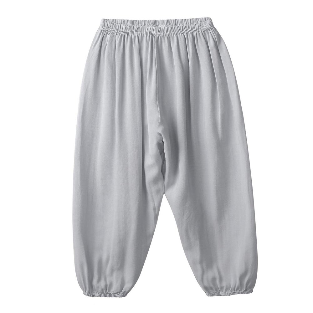 Agoky Unisex Kids Boys Girls Modal Long Loose Yoga Pilates Dancing Sports Harem Pants Trousers Grey 5-6