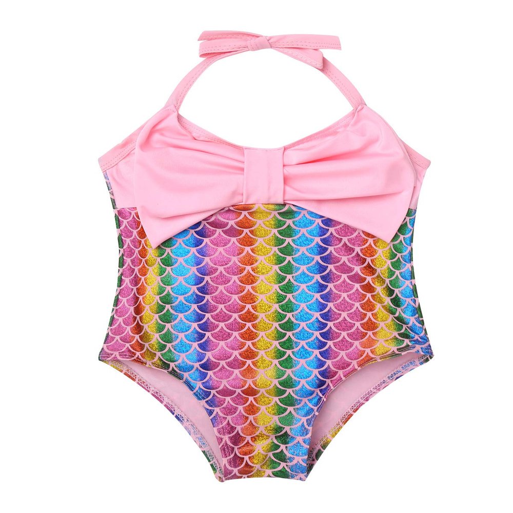Agoky Infant Baby Girls One-Piece Mermaid Scales Swimsuit Swimwear Bathing Suit Bathing Suit for Beach Colorful 18-24 Months