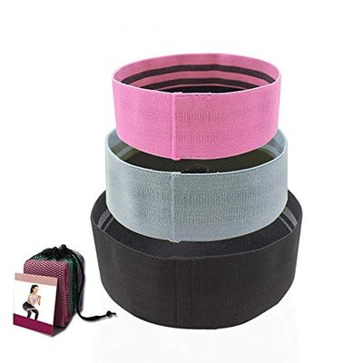 Abelyn Unisex Fitness Workout Belts Hip Resistance Bands Set 3 Different Resistance Levels Same Size Non-Slip Design Fabric Squat Bands for Legs, Butt and Thigh (Black Grey Pink Set)