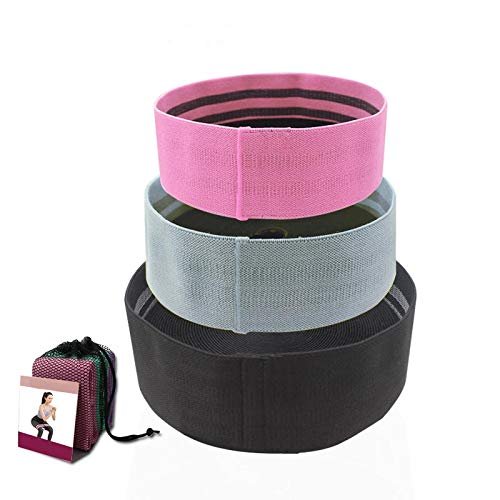 Abelyn Unisex Fitness Workout Belts Hip Resistance Bands Set 3 Different Resistance Levels Same Size Non-Slip Design Fabric Squat Bands for Legs, Butt and Thigh (Black Grey Pink Set)