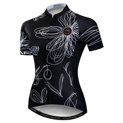 PSPORT Womens Cycling Jersey Short Sleeve Bike Shirt Road Bicycle Jersey Summer Biking Tops with 3 Rear Pockets