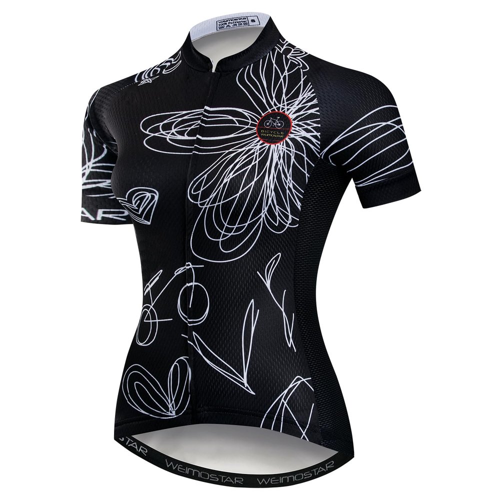PSPORT Womens Cycling Jersey Short Sleeve Bike Shirt Road Bicycle Jersey Summer Biking Tops with 3 Rear Pockets