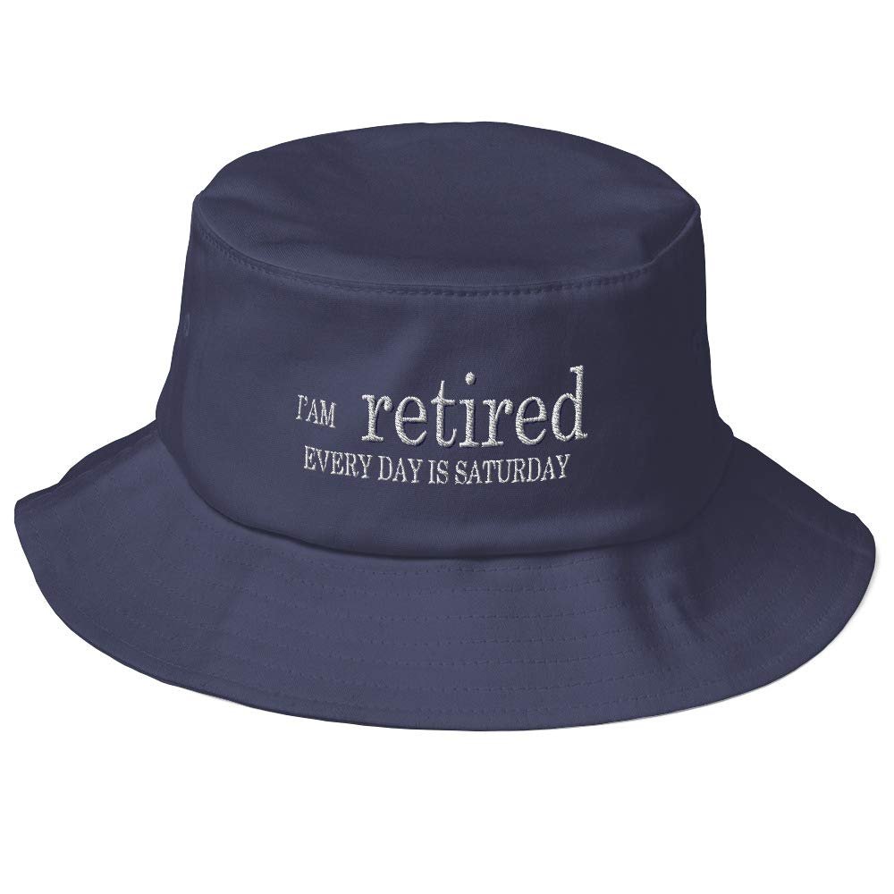 3am Shopper I'm Retired Every Day is Saturday (Embroidered) Bucket Hat Navy