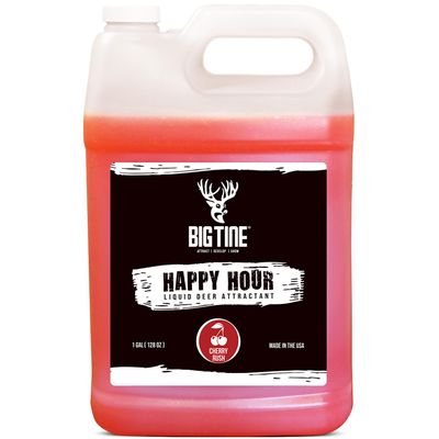 Big Tine Happy Hour, Liquid Deer Mineral Attractant, Cherry Rush Flavor, 1 Gallon Container, Powerful and Long Lasting, Concentrated Scent and Flavor