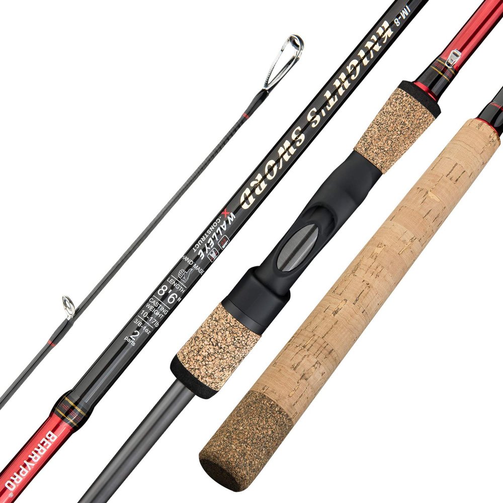 BERRYPRO Salmon & Steelhead Spinning Rod IM8 Carbon Walleye Fishing Rod (8'6''/9'/9'6''/10'/10'6'') (10')
