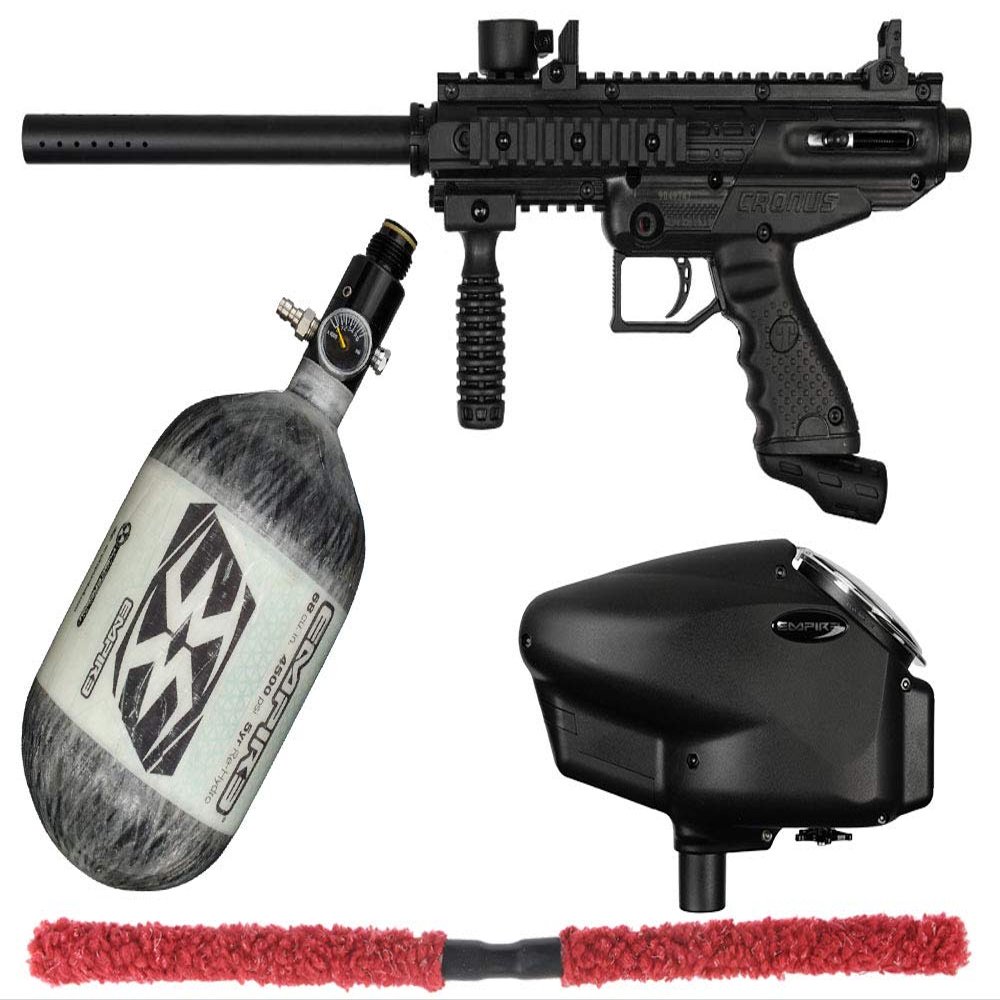 Action Village Tippmann Cronus Basic & Cronus Tactical Competition Paintball Gun Package Kit w/ 68/4500 Air Tank (Basic - Black/Black)
