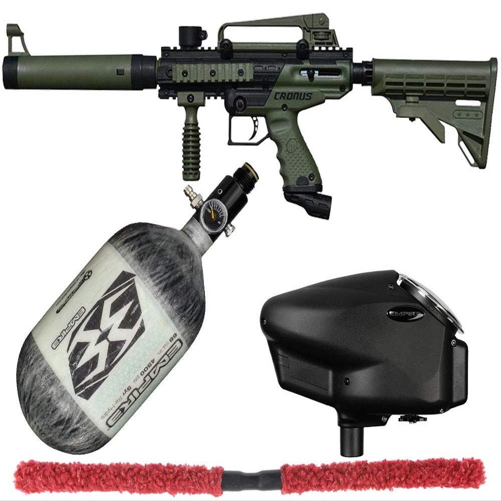 Action Village Tippmann Cronus Basic & Cronus Tactical Competition Paintball Gun Package Kit w/ 68/4500 Air Tank (Tactical - Olive/Black)