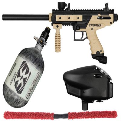 Action Village Tippmann Cronus Basic & Cronus Tactical Competition Paintball Gun Package Kit w/ 68/4500 Air Tank (Basic - Tan/Black)