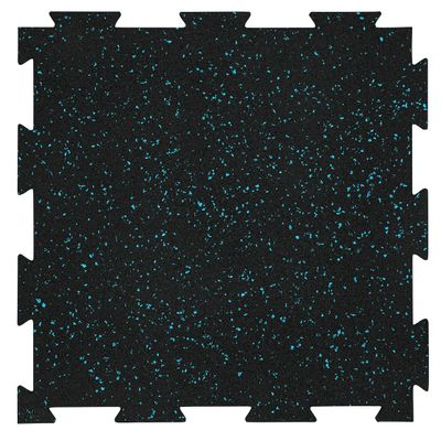 Genaflex Lite Rubber 8mm Interlocking Tiles for Gym Flooring, Exercise Equipment, Exercise Areas - 20" X 20" (Light Blue/Black, 100 Tiles - 270 Sq. Ft.)