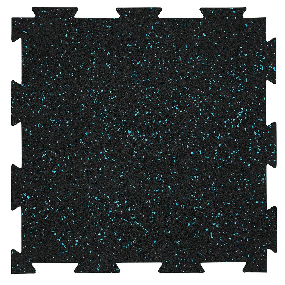 Genaflex Lite Rubber 8mm Interlocking Tiles for Gym Flooring, Exercise Equipment, Exercise Areas - 20" X 20" (Light Blue/Black, 100 Tiles - 270 Sq. Ft.)