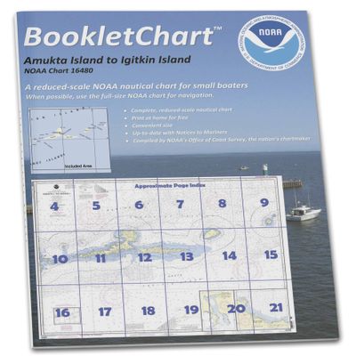 Paradise Cay Publications NOAA BookletChart 16480: Amkta Island to Igitkin Island;Finch Cove Seguam Island;Sviechnikof Ha.