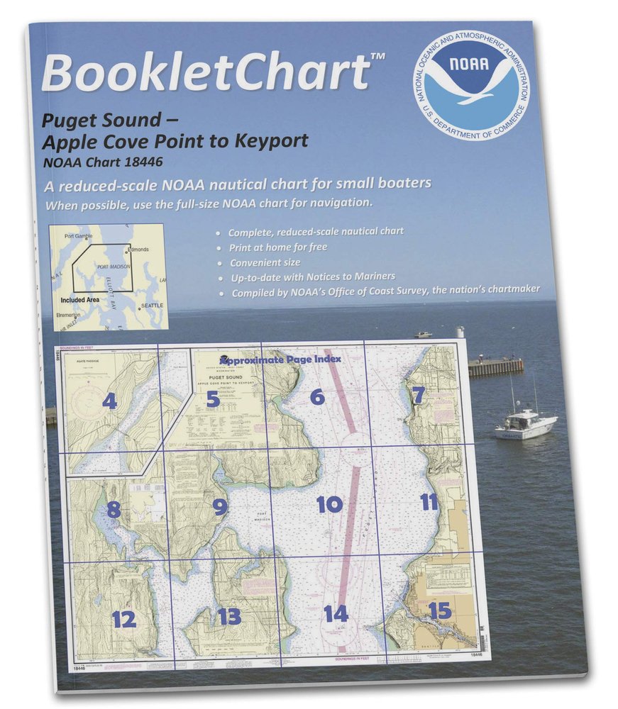 Paradise Cay Publications NOAA BookletChart 18446: Puget Sound-Apple Cove Point to Keyport;Agate Passage